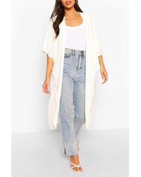 Boohoo Woven Cape Detail Kimono - White