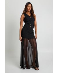 Boohoo - Button Waistcoat And Mesh Insert Skirt Co-Ord - Lyst