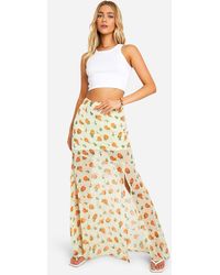 Boohoo - Falda Maxi De Chifón Fruncida Con Estampado De Flores - Lyst