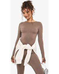 Boohoo - Basics Seamless Rib Long Sleeve Top - Lyst