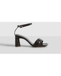 Boohoo - Wide Fit Croc Padded Strap Low 2 Part Heels - Lyst