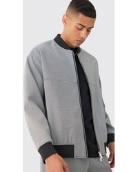 BoohooMAN - Houndstooth Check Smart Bomber Jacket - Lyst