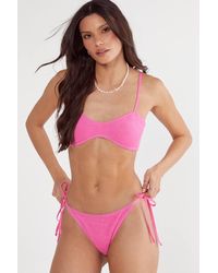 Nasty Gal - Toweling Cropped Tie Side Bikini Set - Lyst