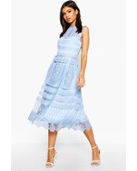 boohoo boutique lace midi skater dress