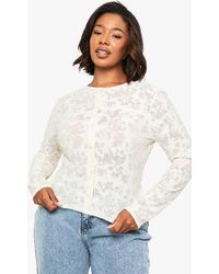 Boohoo - Plus Burnout Button Front Top - Lyst
