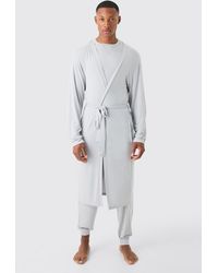 BoohooMAN - Premium Modal Mix Relaxed dressing gown, T-shirt & Lounge Bottom Set - Lyst
