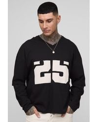 Boohoo - Tall Oversized Boxy Varsity Applique Faux Layer Long Sleeve T-Shirt - Lyst