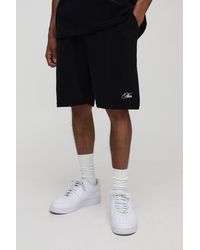 BoohooMAN - Relaxed Fit Mid Length Embroidered Towelling Short - Lyst