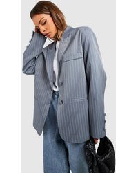 Boohoo - Single Breasted Pinstripe Relaxed Fit Tailored Blazer - Lyst