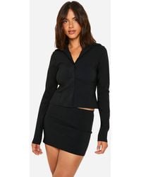 Boohoo - Super Stretch Fitted Shirt & Micro Mini Skirt - Lyst