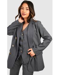 Boohoo - Marl Double Breasted Relaxed Fit Tailored Blazer - Lyst