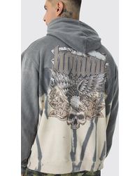 BoohooMAN - Tall Oversized Bleached Overdye Graphic Hoodie - Lyst