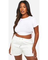 Boohoo - Plus Lace Up Bow Detail T-shirt - Lyst