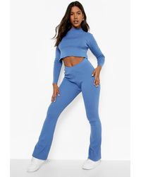 Boohoo Lace Up Knitted Co-ord - Blue
