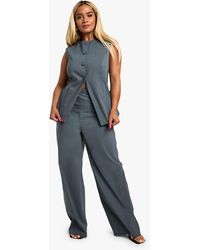 Boohoo - Plus Super Stretch Longline Waistcoat & Straight Leg Trousers - Lyst