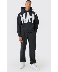 BoohooMAN - Oversized Man Graphic Hooded Tracksuit - Lyst