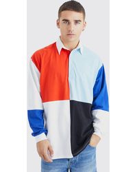 Boohoo - Oversized Rugby Colour Block Polo - Lyst