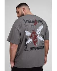 BoohooMAN - Camiseta Plus Oversize Con Lavado A La Piedra Y Estampado De Linkin Park - Lyst