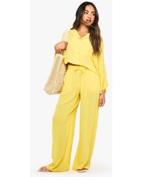 Boohoo - Crinkle Cotton Beach Pants - Lyst