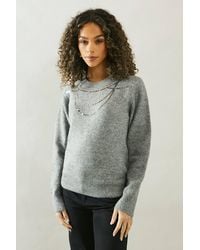 Wallis - Sequin Necklace Detail Sweater - Lyst