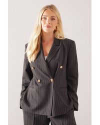 Wallis - Petite Double Breasted Pinstripe Blazer - Lyst