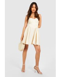 Boohoo - Linen Milkmaid Mini Dress - Lyst
