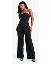 Boohoo - Woven Tailored Pleated Wide Leg Trousers - Lyst