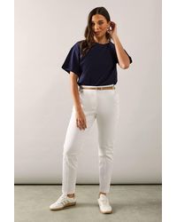 Wallis - Petite Stretch Cigarette Belted Pants - Lyst