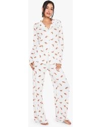 Boohoo - Tall Croissant Print Long Sleeve Shirt & Pants Pyjama Set - Lyst