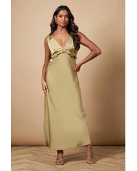 Oasis - Satin Ruffle Bust Detail Maxi Dress - Lyst