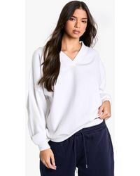 Boohoo - V Neck Oversized Sweatshirt - Lyst
