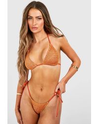 Boohoo - Laddered Knit Triangle Bikini Set - Lyst