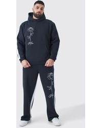 BoohooMAN - Plus Trainingsanzug mit Man Rosen-Print und Kapuze - Lyst