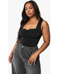 Boohoo - Plus Double Layer Ruched Front One Piece - Lyst
