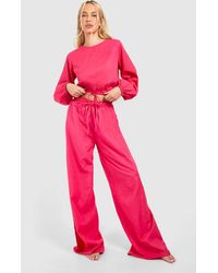 Boohoo - Tall Beach Trouser And Puff Sleeve Top Co-ord - Lyst