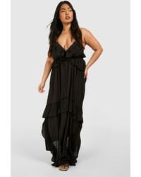 Boohoo - Plus Cheesecloth Ruffle Frill Detail Strappy Maxi Dress - Lyst