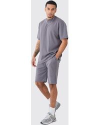 Boohoo - Oversized Premium Super Heavyweight T-shirt & Shorts - Lyst