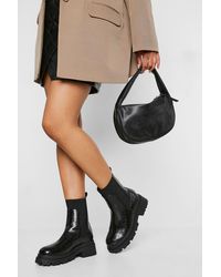 Boohoo - Wide Fit Croc Heeled Chelsea Boots - Lyst