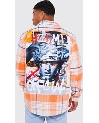 BoohooMAN - Oversized Check Graphic Overshirt - Lyst