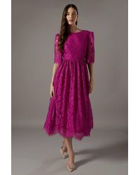 Coast - Lace Short Sleeve Midi Dress - Lyst