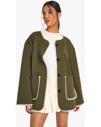 Boohoo - Blanket Stitch Wool Look Jacket - Lyst