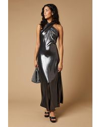 Oasis - Petite Occasion Metallic Twist Neck Midaxi Dress - Lyst