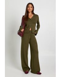 Boohoo - Collar Detail Button Down Knitted Cardigan And Straight Leg Trouser Co-Ord - Lyst