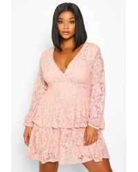 boutique lace plunge skater dress