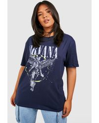 Boohoo Plus Nirvana Neon Pop Band T-shirt - Blue