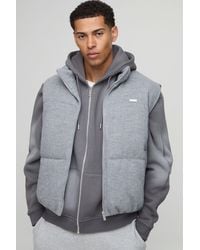 BoohooMAN - Boxy Fit Mini Knitted Textured Funnel Neck Gilet - Lyst