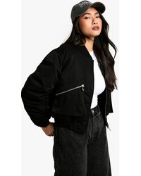 Boohoo - Washed Look Crop Bomber Jacket - Lyst