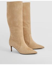 Boohoo - Faux Suede Stiletto Knee High Boots - Lyst