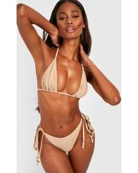 Boohoo - Wooden Bead Triangle Bikini Set - Lyst