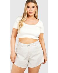 Boohoo - Plus Basic Denim Flippy Short - Lyst